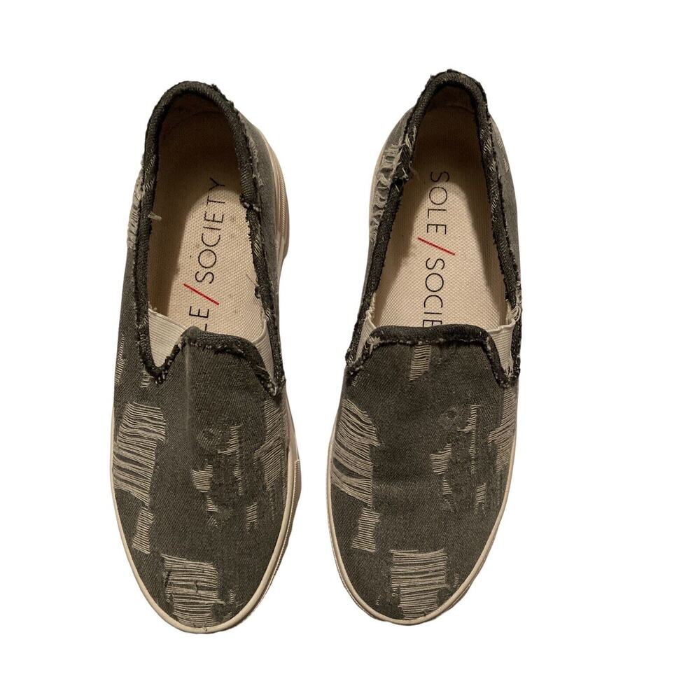 Sole Society Distressed Gray Slip On Loafer‎ Shoes Womens 8M Comfort Sneakers